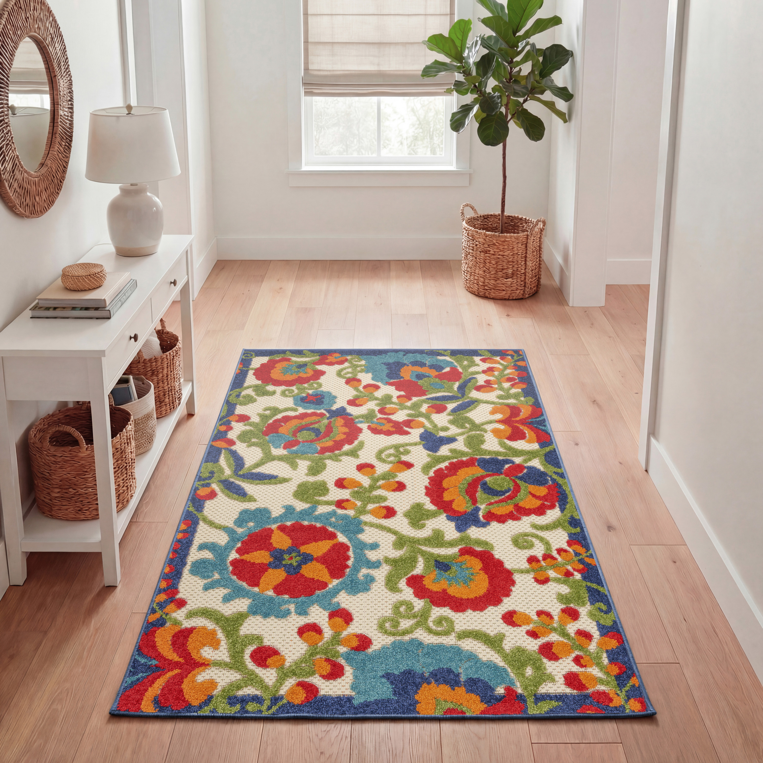 Nourison Aloha 2'8" x 4' Multicolor Farmhouse Rug