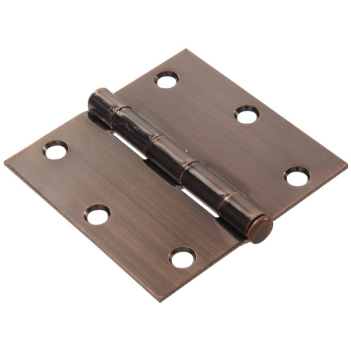 Hardware Essentials Square Corner Antique Bronze Door Hinges (3-1/2