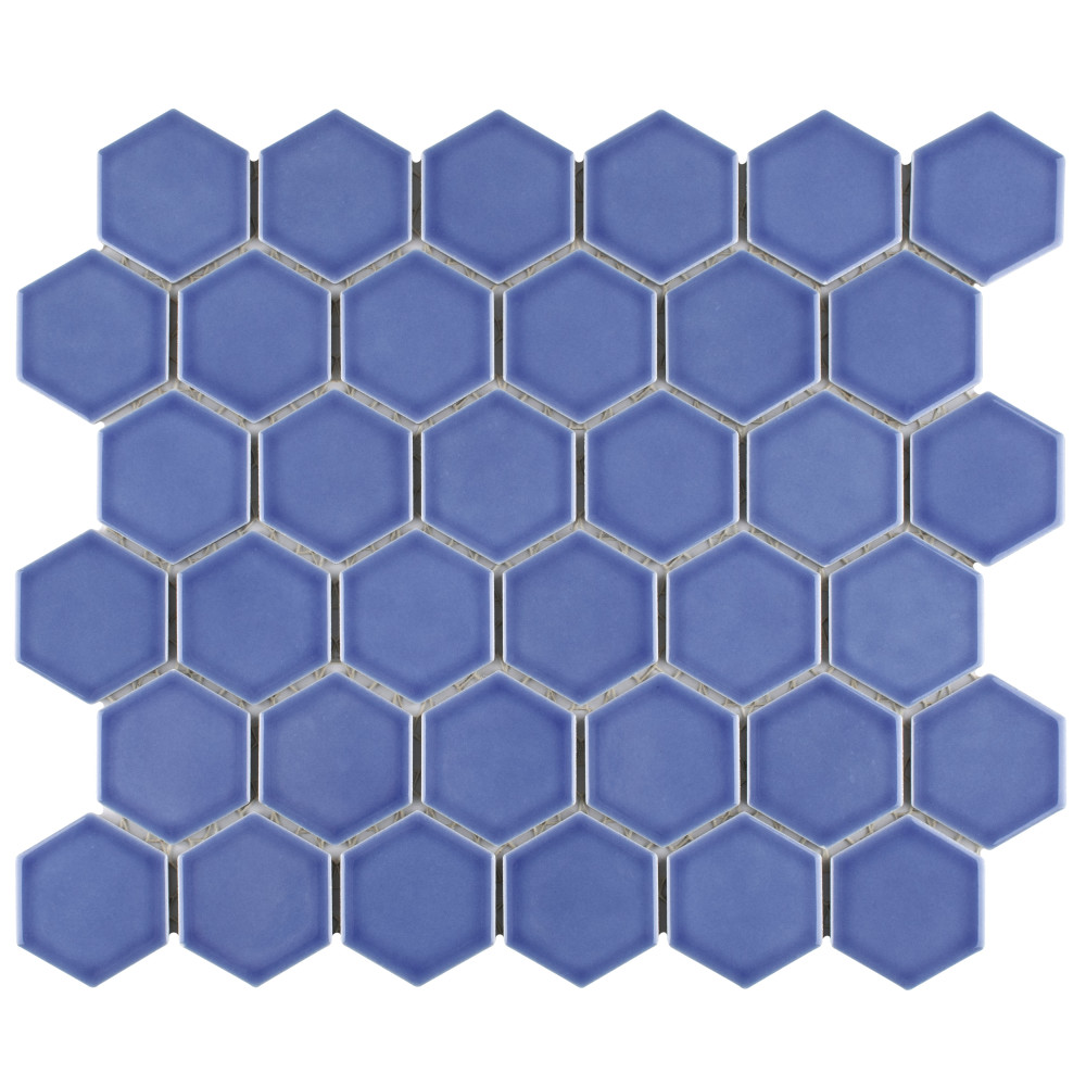 Tribeca 2″ Hex Glossy Periwinkle 11-1/8 in. x 12-5/8 in. Porcelain Mosaic Tile