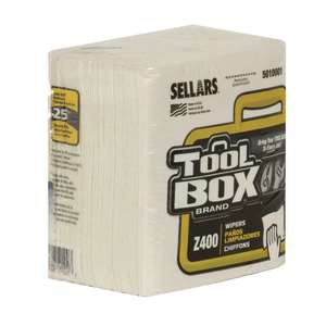 SEL5010001, Sellars, TOOLBOX  Z400, 1/4 Fold, 1 ply, 11.88"x13.00", Double Recreped (DRC), General Purpose Wipers, White