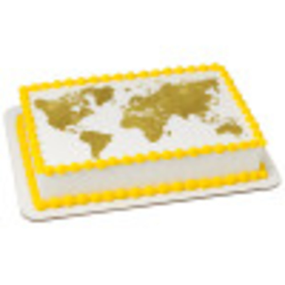 Image Cake Gold World Map