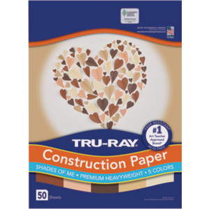 Shades of Me Construction Paper, Heavyweight, 5 Assorted Skin Tone Colors, 9" x 12", 50 Sheets
