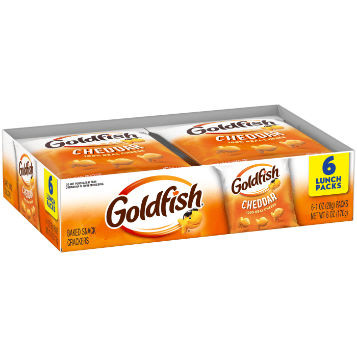 Goldfish® Cheddar Crackers, 6 count box, 1 oz, bag - Left Angle Image