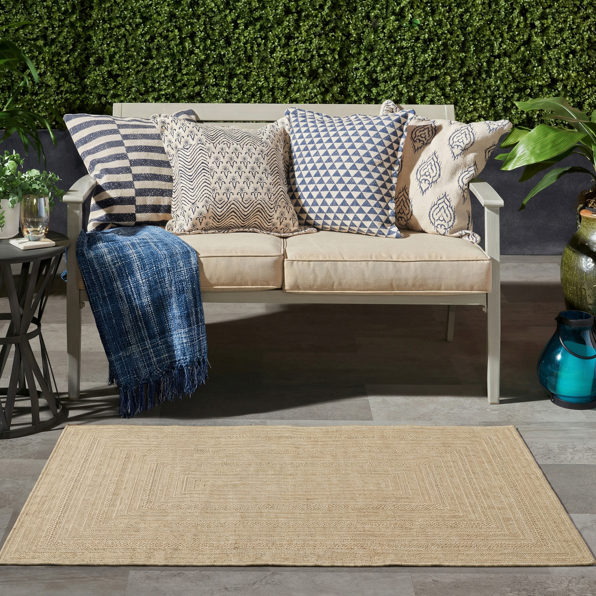 Nourison Tulum 2' x 3' Taupe Grey Outdoor Rug