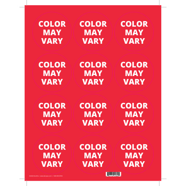 Color May Vary Bakery Label