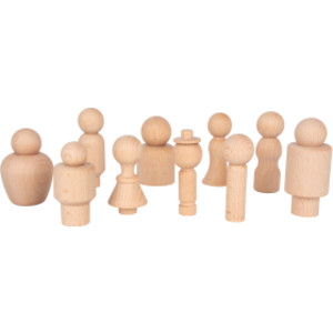 Wooden Community Figures - Set of 10 - For Ages 18m+ - Wooden Peg Dolls for Kids - 10 Different Shapes - Loose Parts Wooden Toys for Toddlers