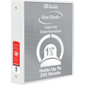 3-Ring View Binder with 2 Pockets, 1.5", White