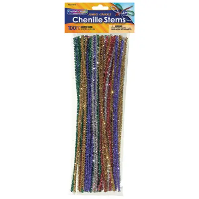 Creativity Street  Jumbo Sparkle Stems, Assorted Colors,  12" x 6 mm, 100 Pieces