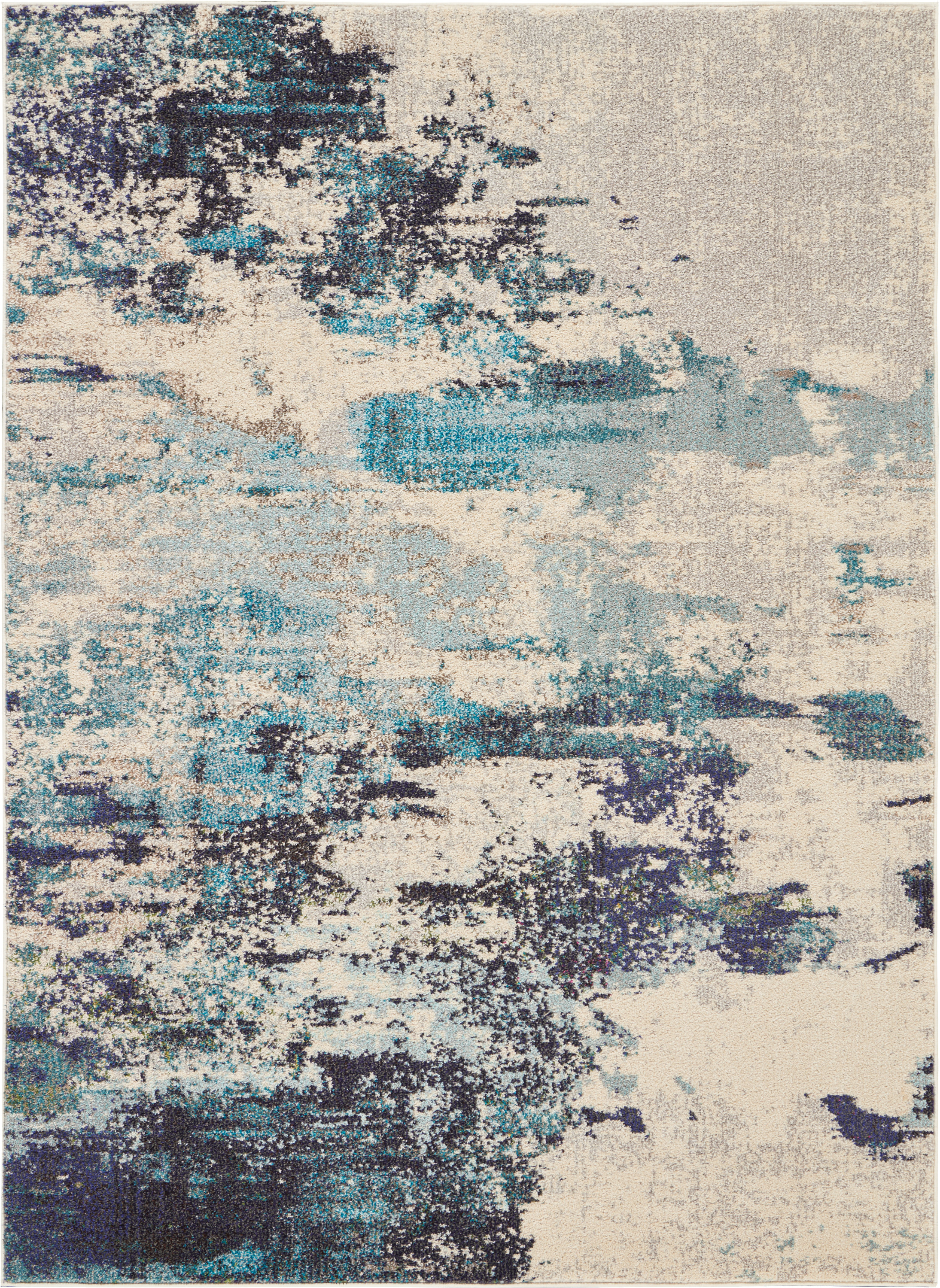 Nourison Celestial 5'3" x 7'3" Ivory Teal Blue Modern Indoor Rug