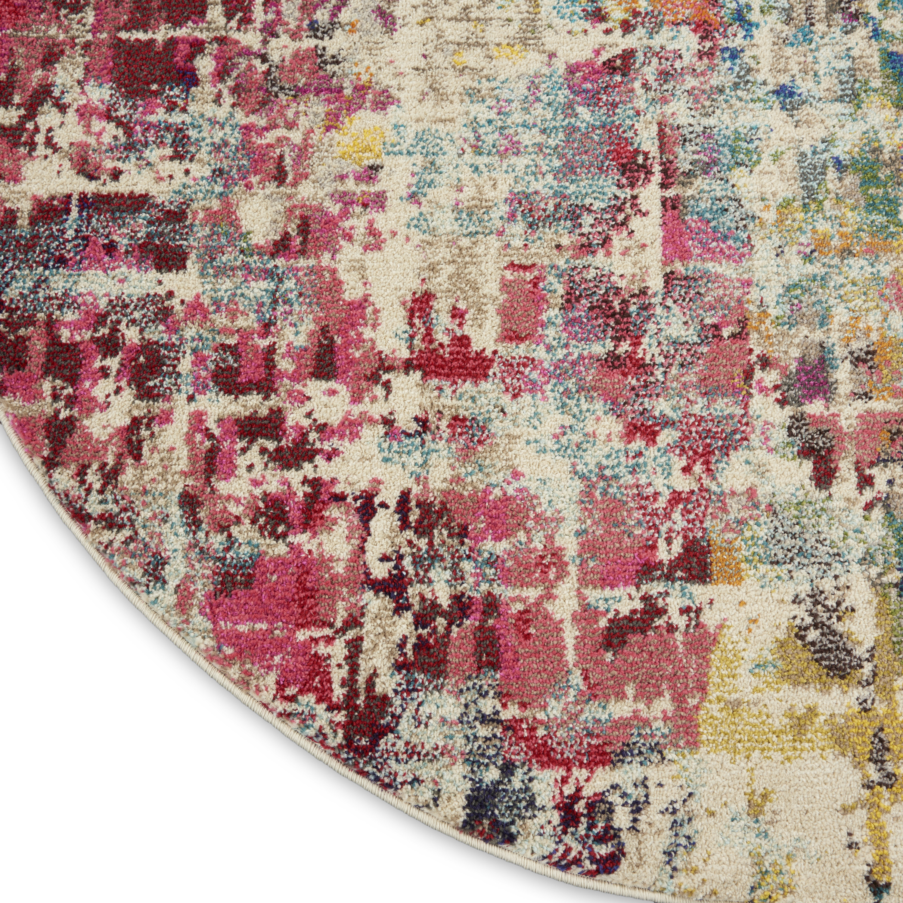 Nourison Celestial 4' x Round Pink Multicolor Modern & Contemporary Indoor Rug