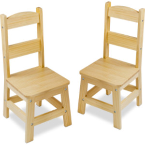 Pair of Solid Wood Chairs 2-Piece Set