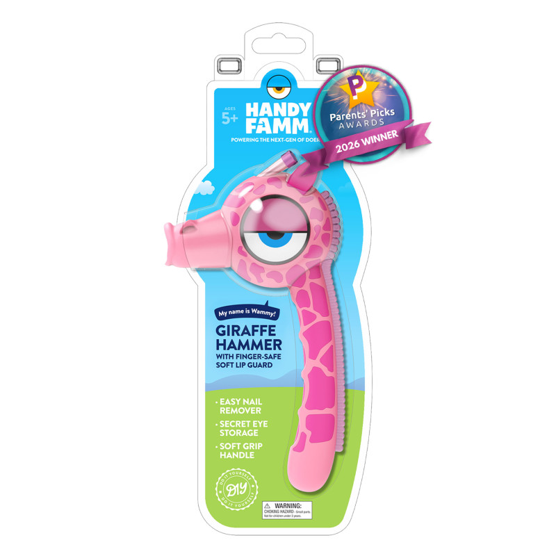 Wammy the Giraffe™ Pink Kids Hammer – Real Metal Hammer for Kids, STEM Learning Tool for DIY Projects