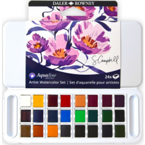 Aquafine Shayda Campbell Watercolor Artist Palette, 24 Half Pans