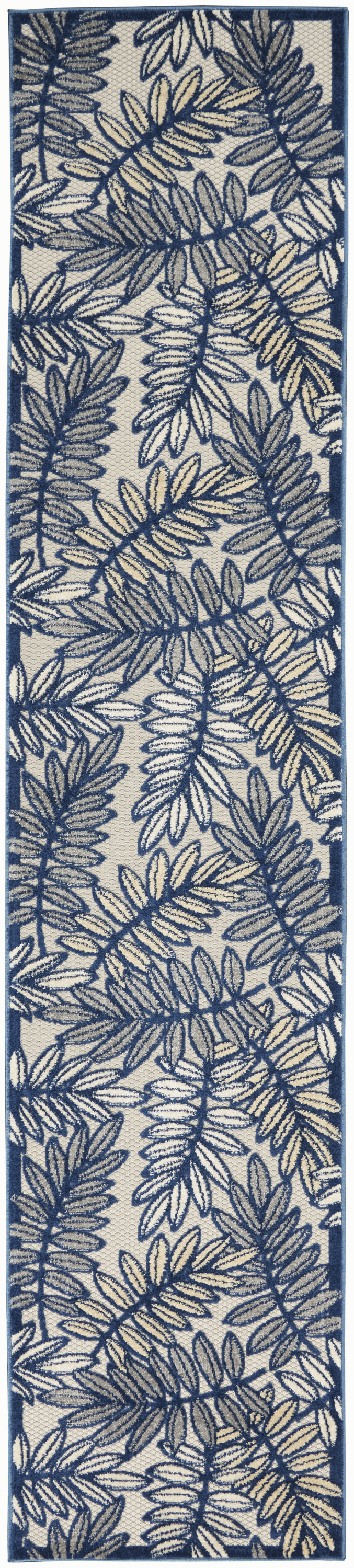 Nourison Aloha 2'3" x 10' Ivory Navy Tropical Rug