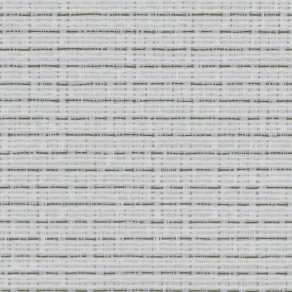 White woven roller blind, tightly closed, featuring fine horizontal and vertical fibers forming a grid with thin dark threads; filtering diffuse light in an interior close-up with no visible surroundings.