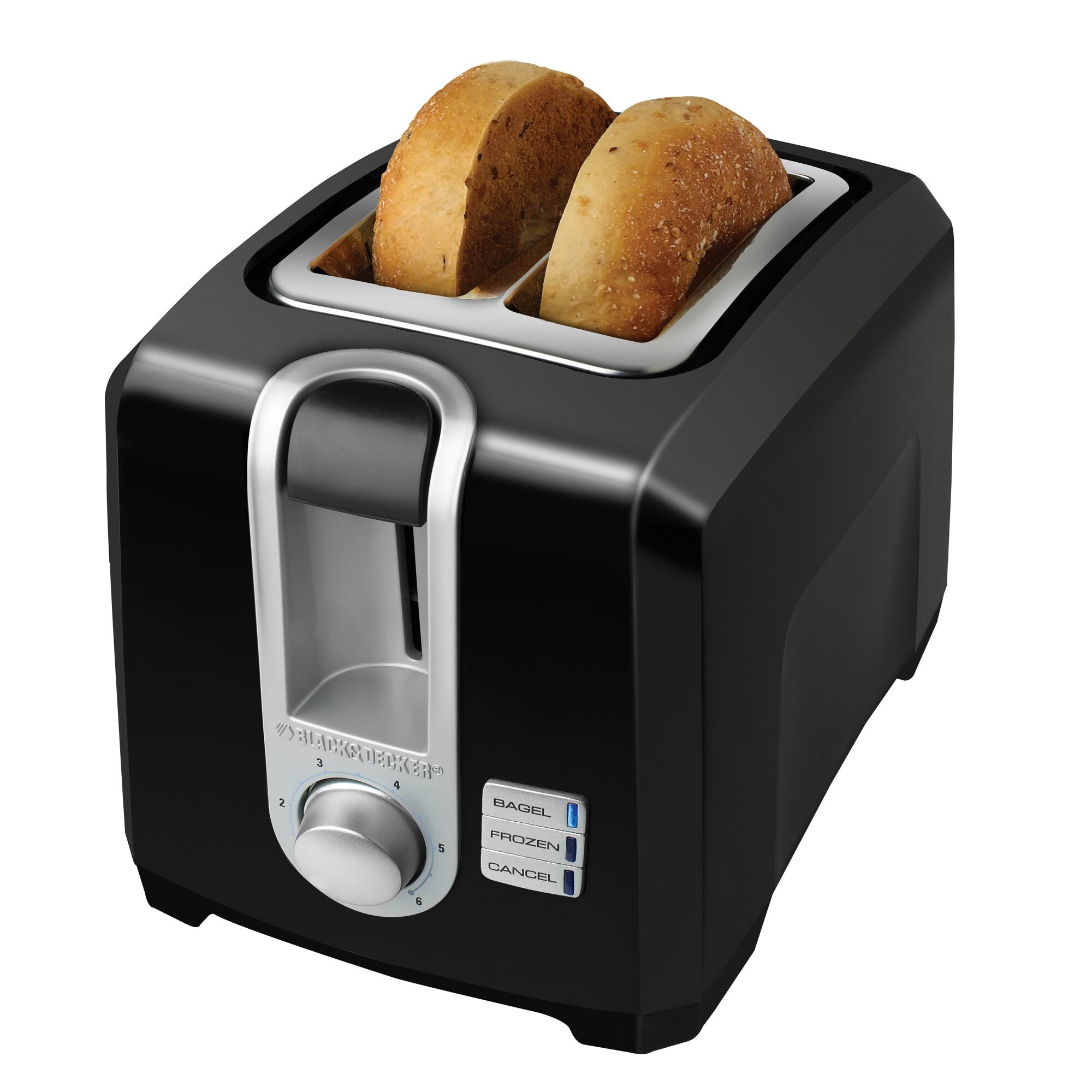 2 slice toaster with bagel.