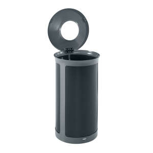 Rubbermaid Commercial, Enhance, 33 gal, Metal, Gray/Black, Round, Receptacle