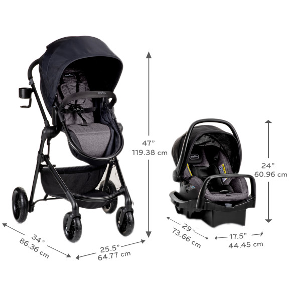 Pivot Modular Travel System with LiteMax Infant Car Seat with Anti-Rebound Bar Specifications