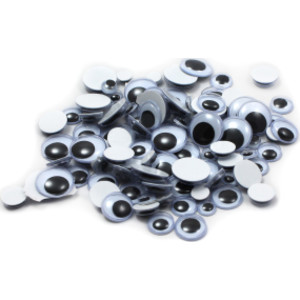 Creative Arts by Charles Leonard Wiggle Eyes, Peel'n Stick, Black, Assorted Sizes, 100/Bag