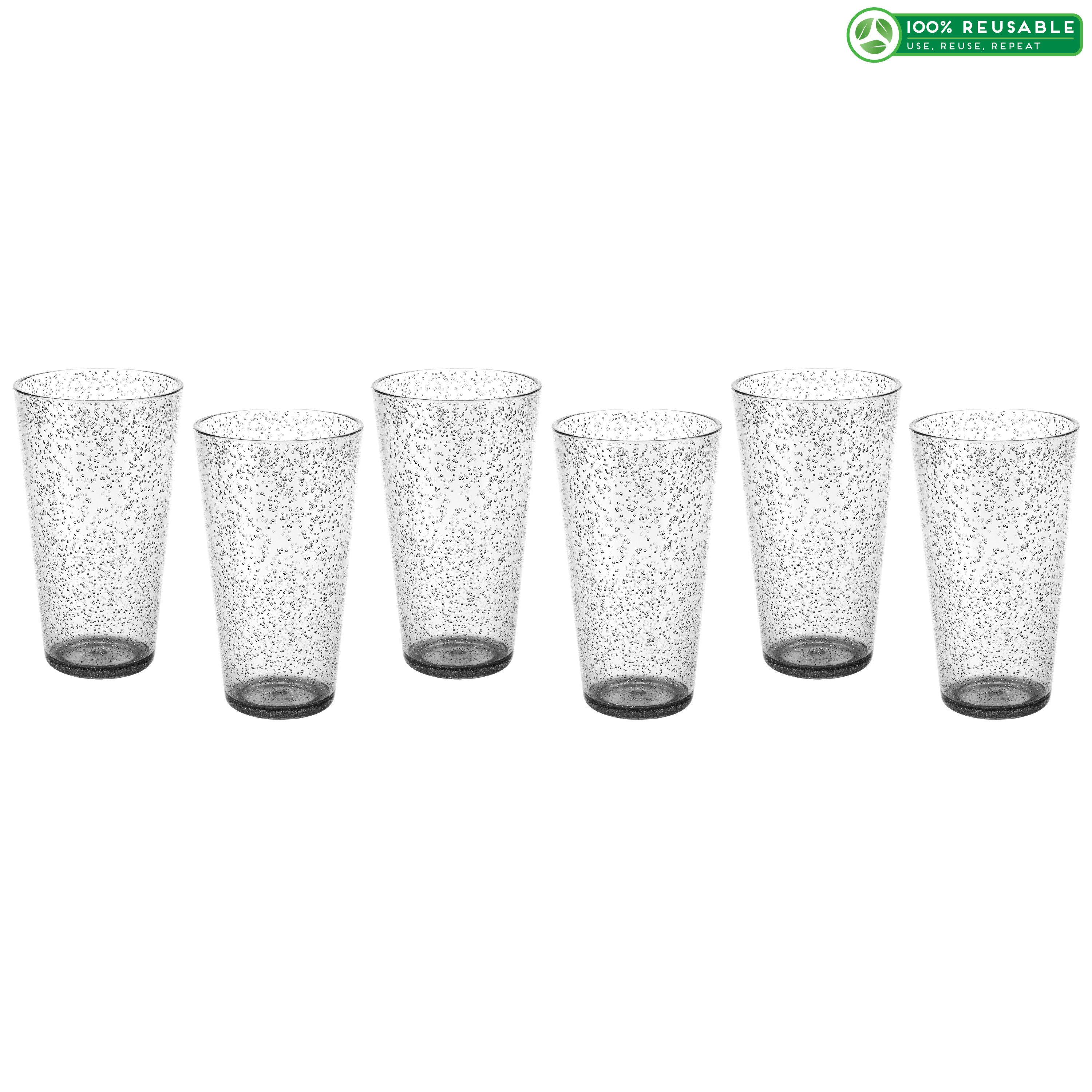 Spritz 23 ounce Highball Glass, Black, 6-piece set slideshow image 1 Spritz 23 ounce Highball Glass, Black, 6-piece set slideshow image 1