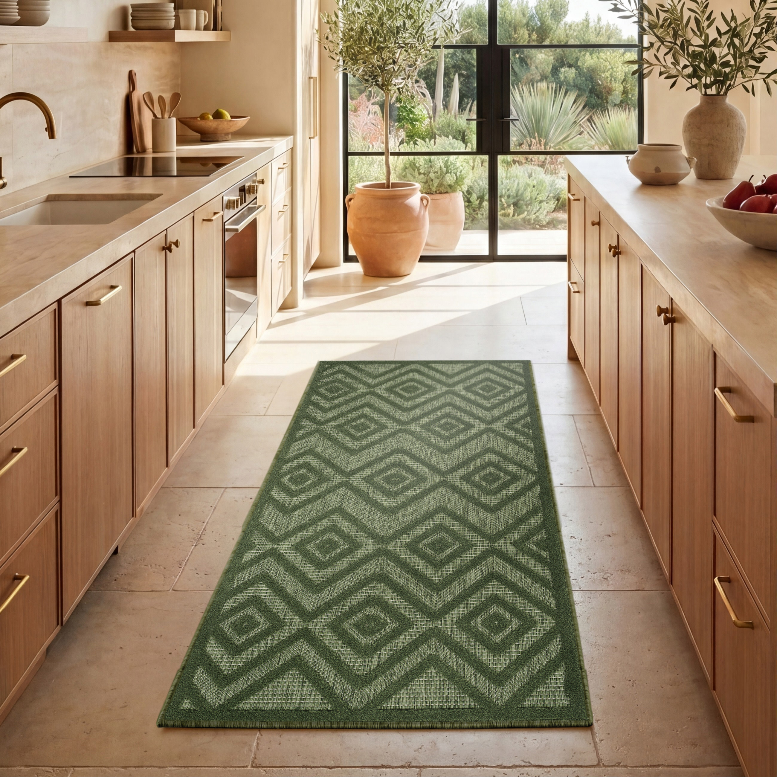 Nourison Versatile 2' x 6' Green Modern Rug