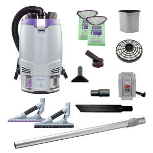 ProTeam, GoFit 6 Cordless 8Ah w/ ProBlade Hard Surface & Carpet Floor Tool Kit, 14", Backpack Vacuum