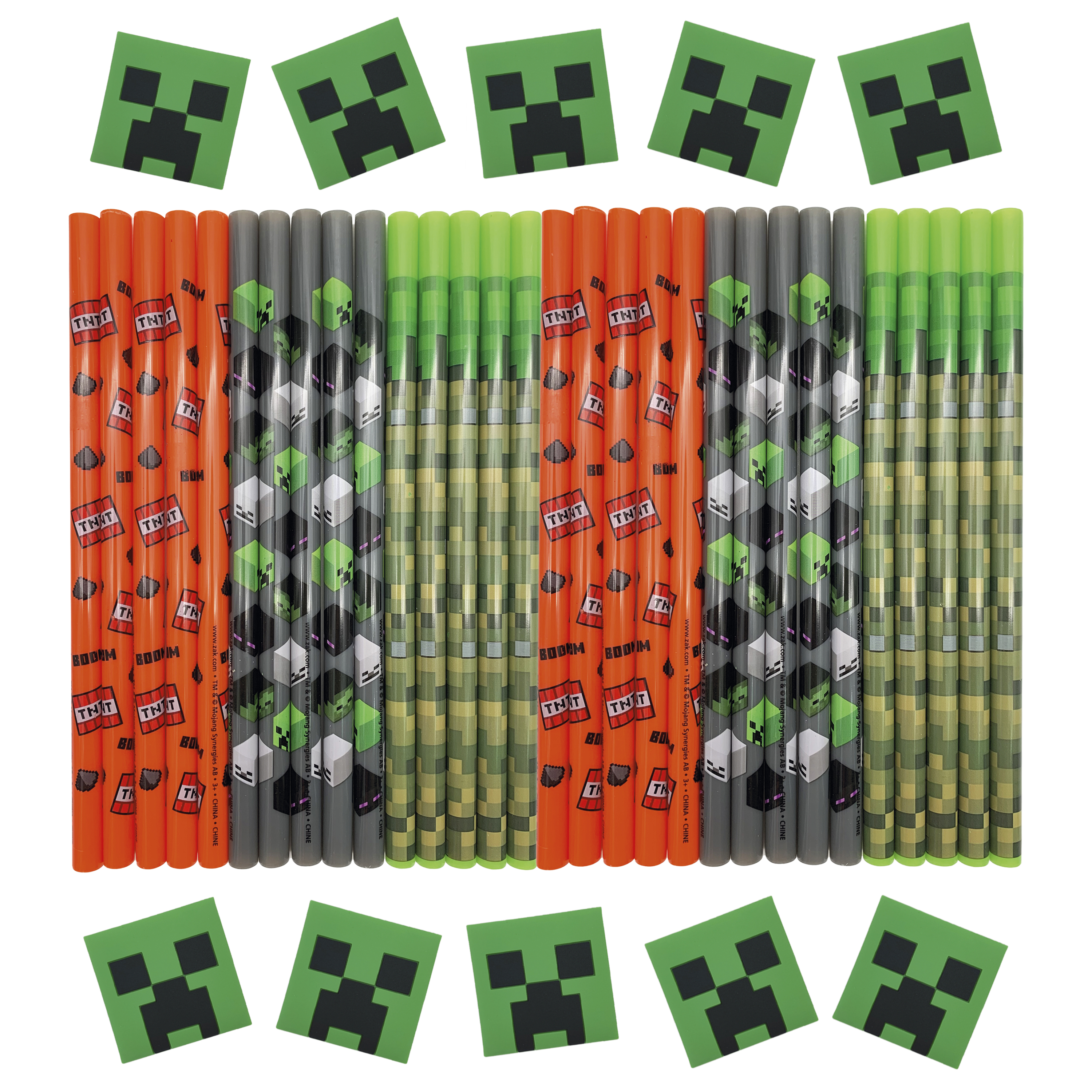 Minecraft Reusable Straws and Medallions, Creepers, 40-piece set slideshow image 1
