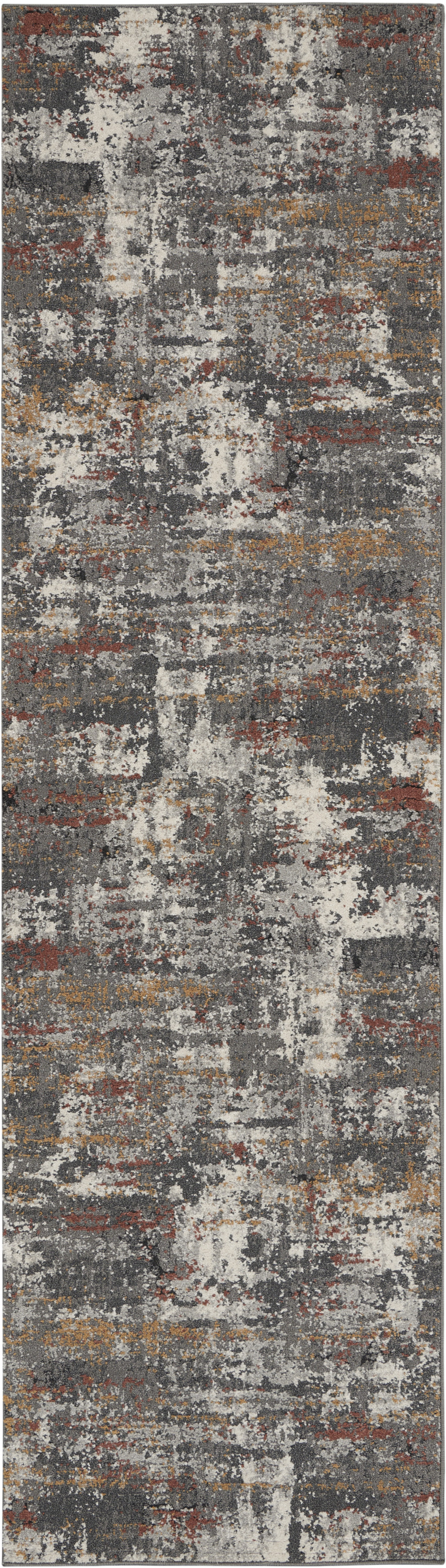 Nourison Tangra 2'2" x 7'6" Grey Multicolor Modern Indoor Rug