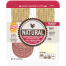 Oscar Mayer Natural Meat & Cheese Plate Uncured Hard Salami, White Cheddar Cheese Whole Wheat Crackers, 3.3 oz Tray