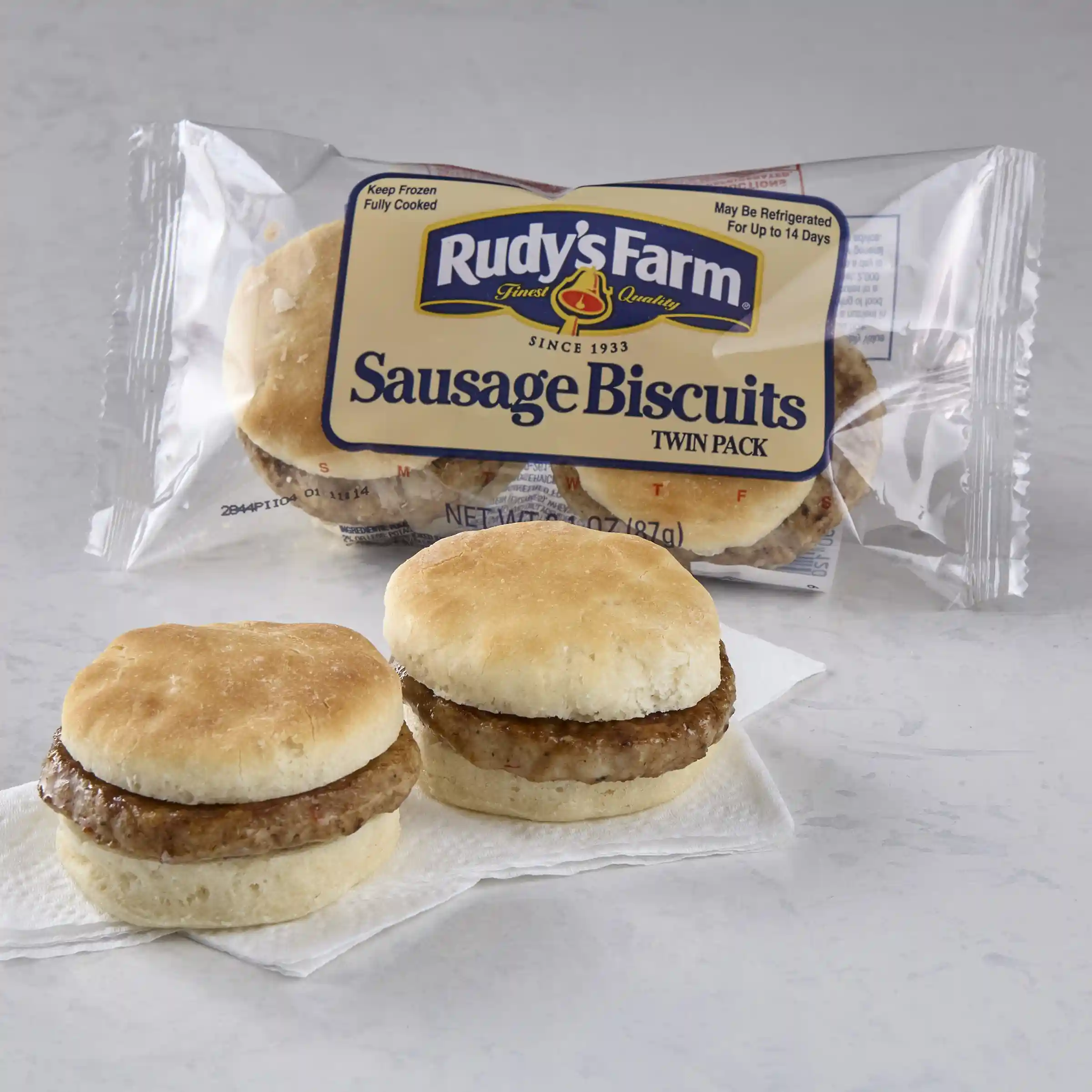 Rudy's Farm® Individually Wrapped Sausage Biscuit, Twin Pack_image_1