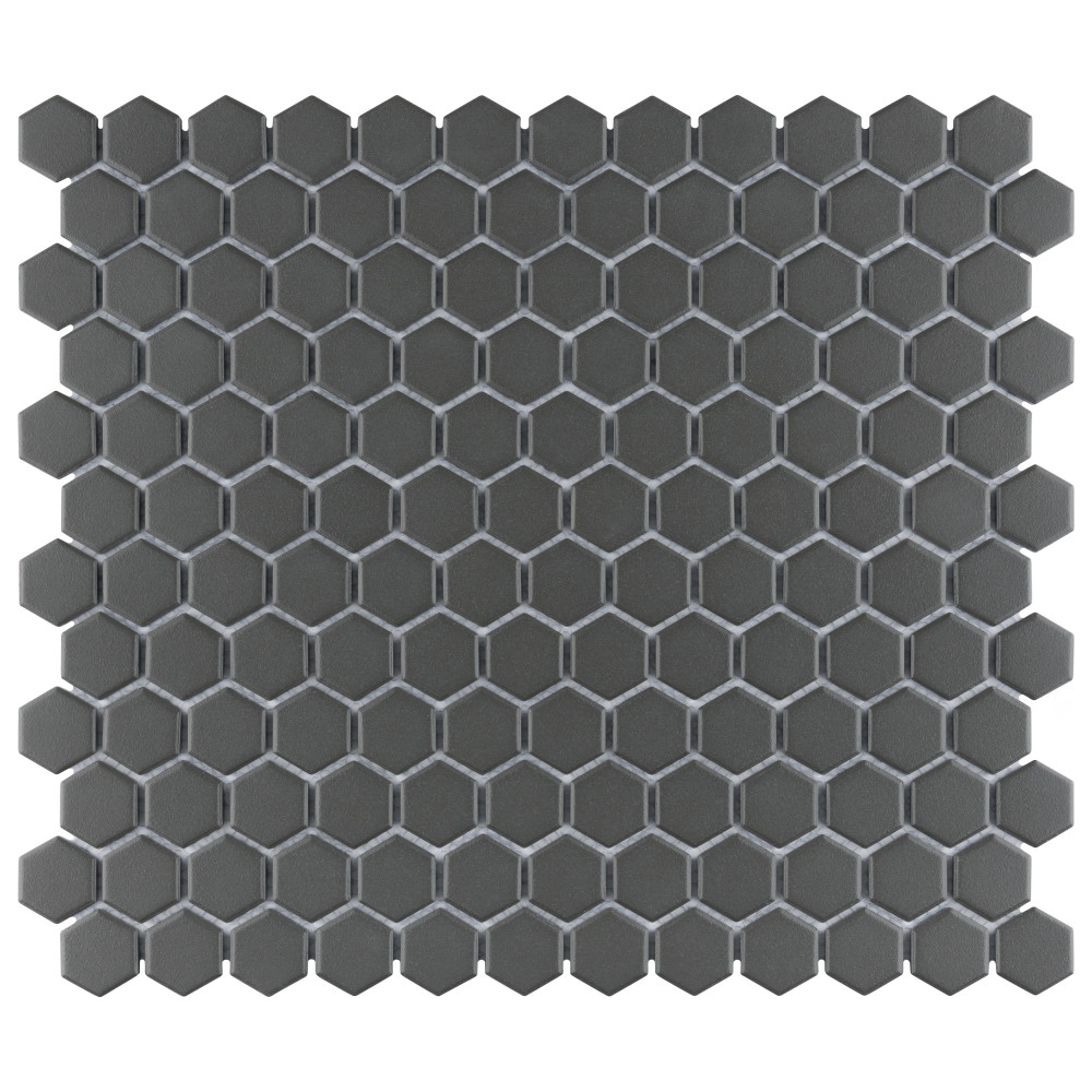 Gotham 1″ Hex Black 10-1/4 in. x 11-7/8 in. Porcelain Mosaic Tile