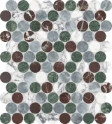 Waterjet Stone Mosaics Tropic 1-1/4″ Penny Round Mosaic Mixed
