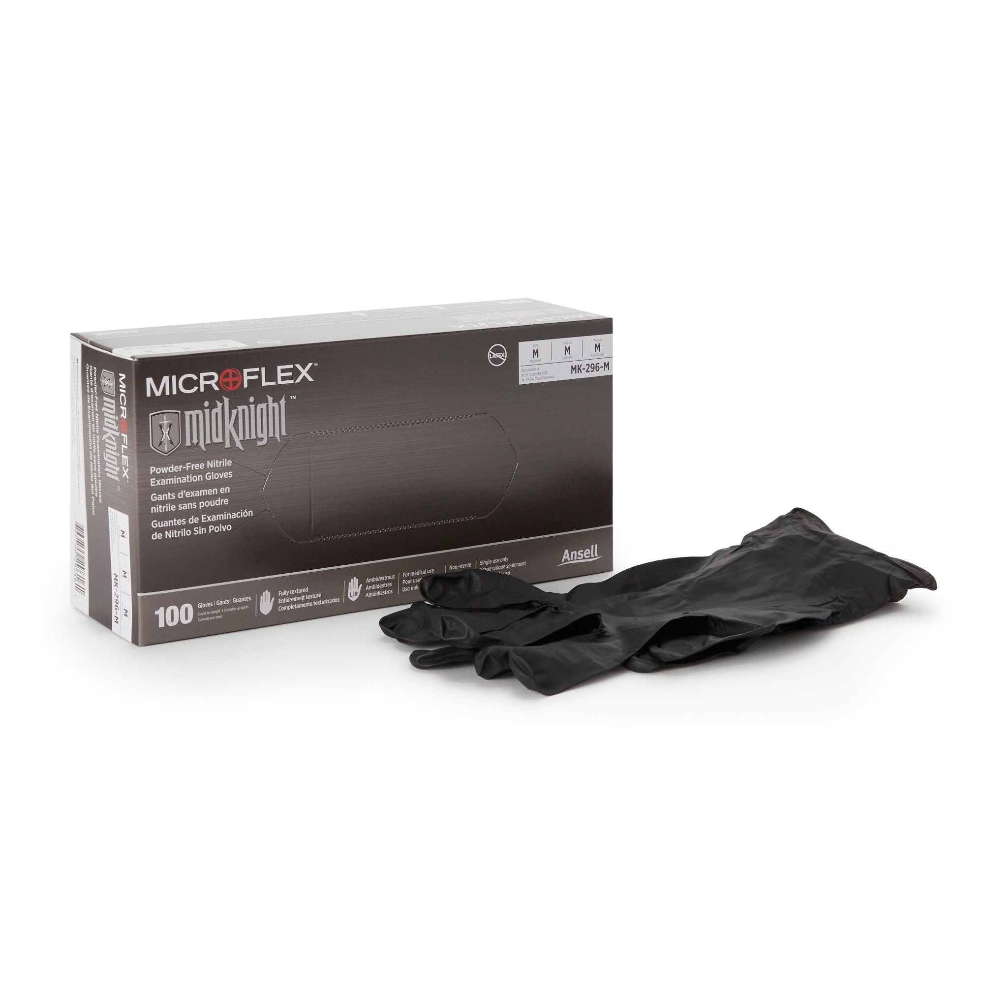 Microflex® Midknight™ Nitrile Exam Glove, Medium, Black