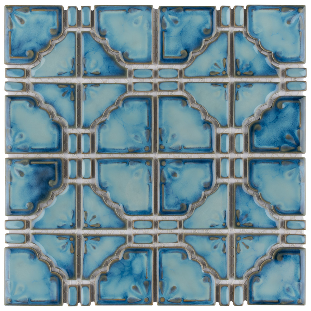 Hudson Moonbeam Marine 11-7/8 in. x 11-7/8 in. Porcelain Mosaic Tile