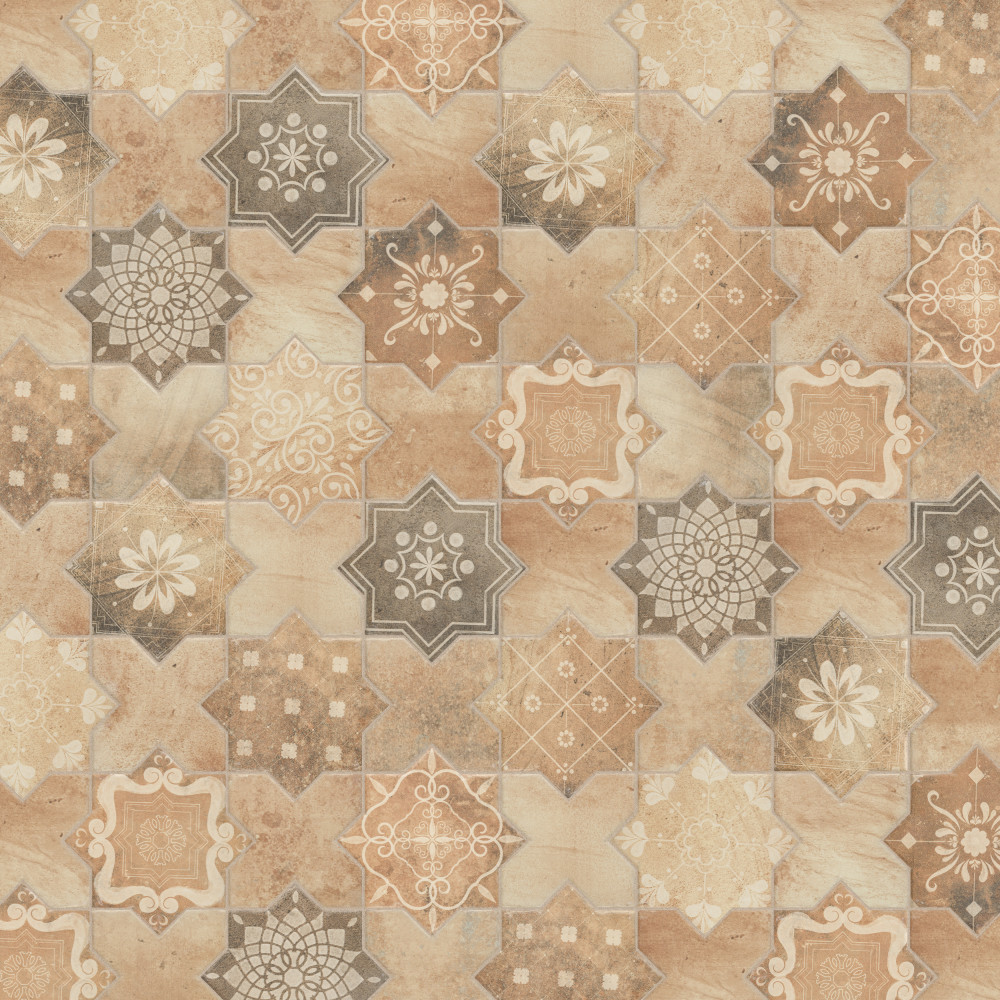 Tech Land Star Fire Temple 6x6 Specialty Porcelain Floor and Wall Digital Pattern