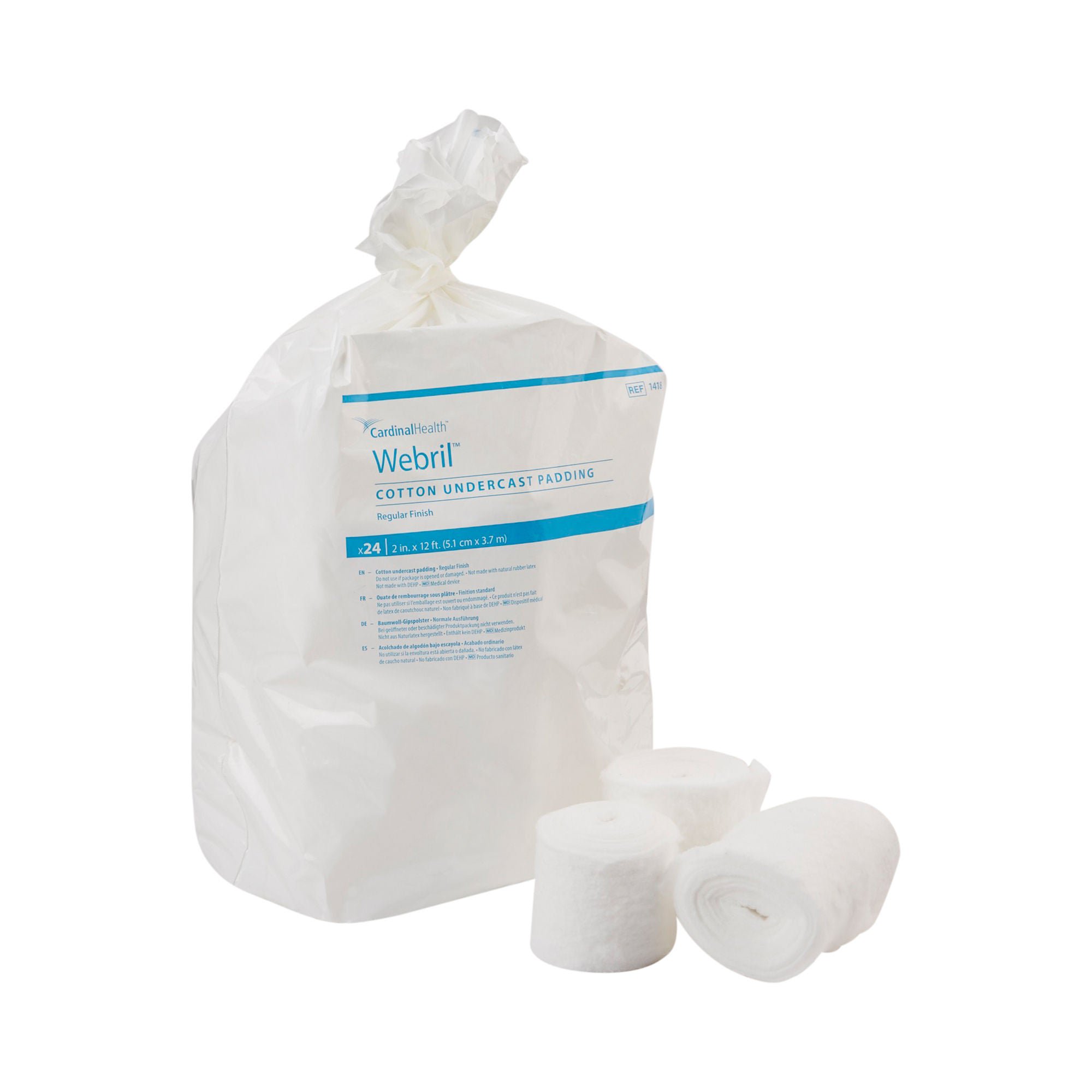 Webril™ Undercast Cotton Cast Padding, nonsterile, White, 2 Inch x 4 Yard