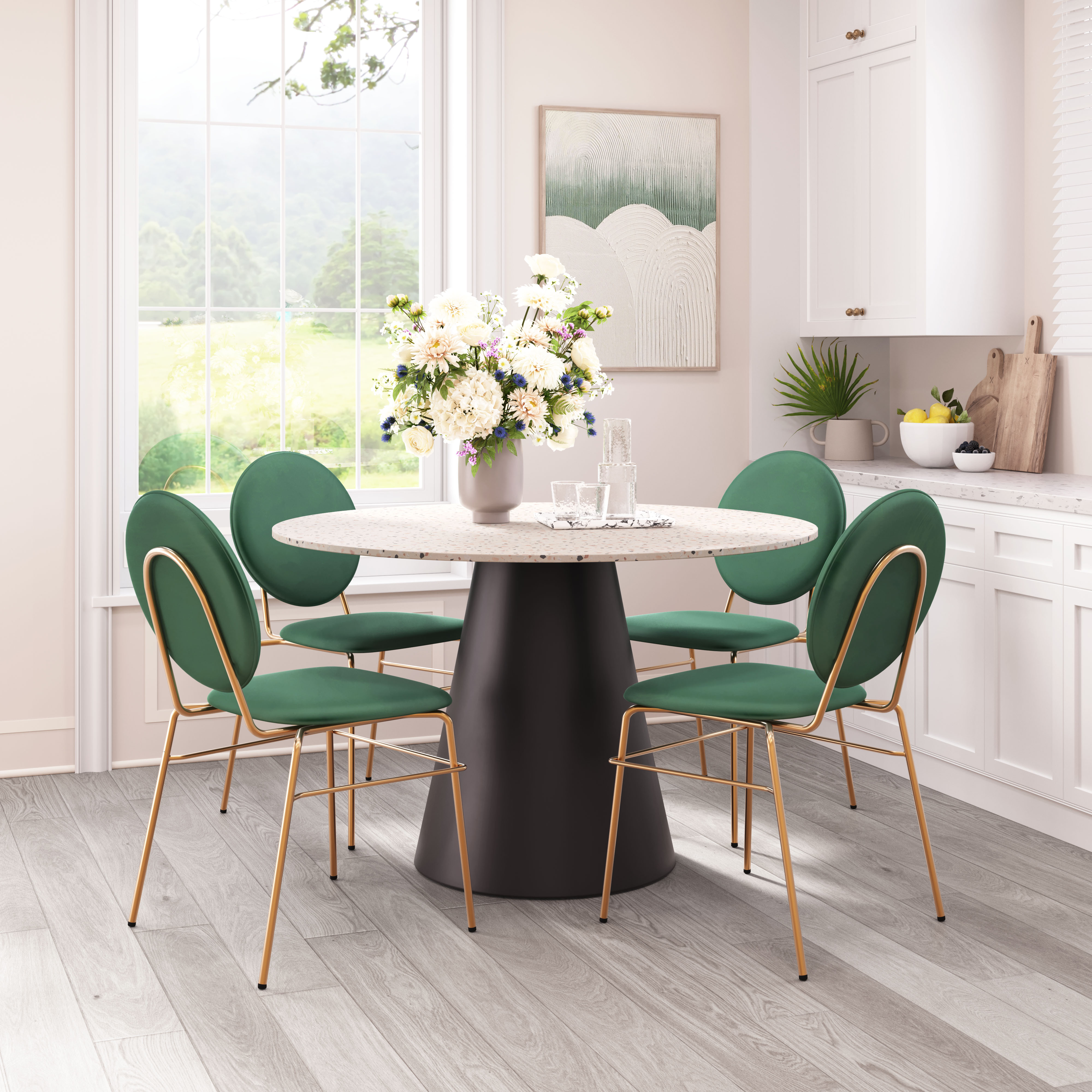 Odessa Dining Chair (Set of 2) Green & Gold product image