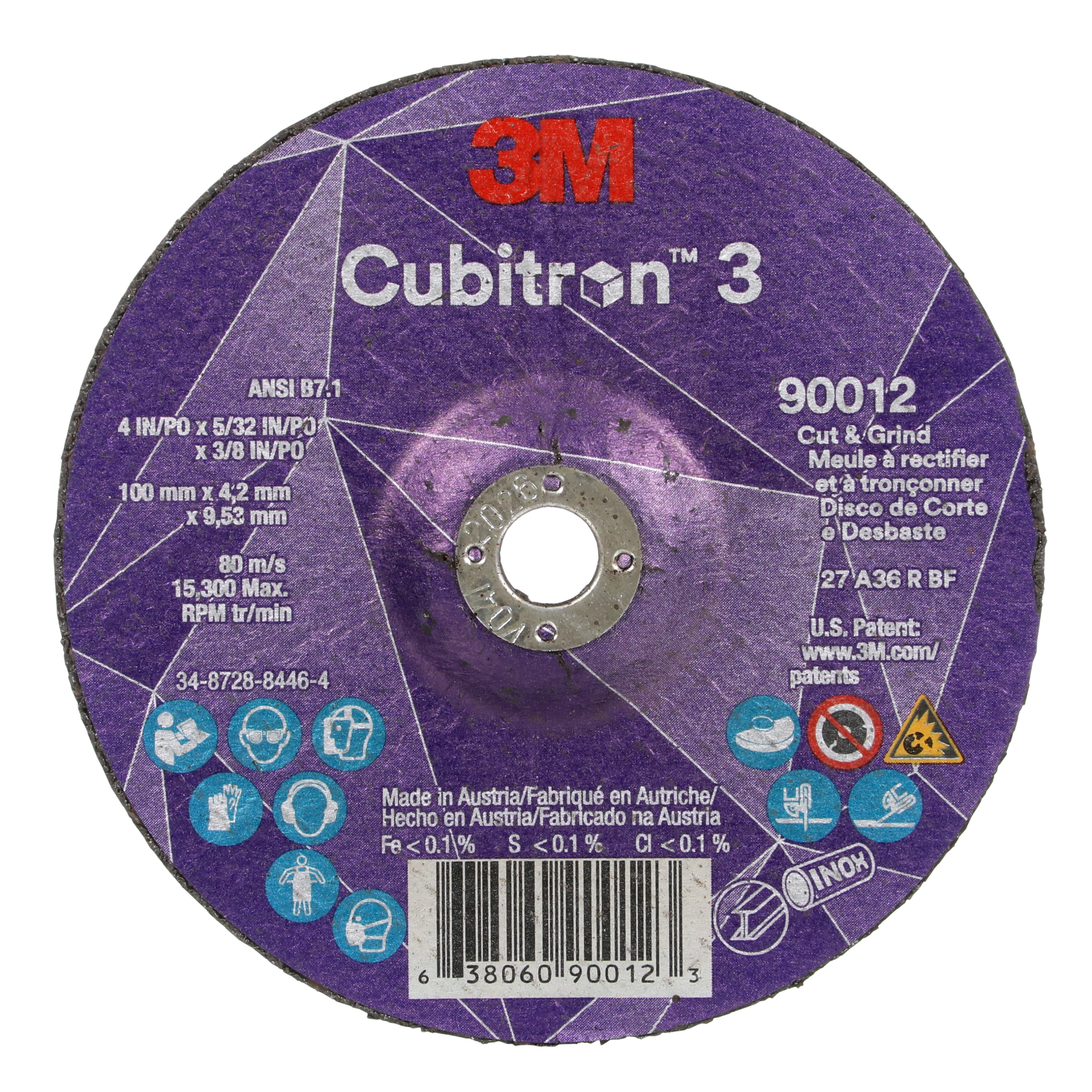 SKU 7100305152 | 3M™ Cubitron™ 3 Cut and Grind Wheel