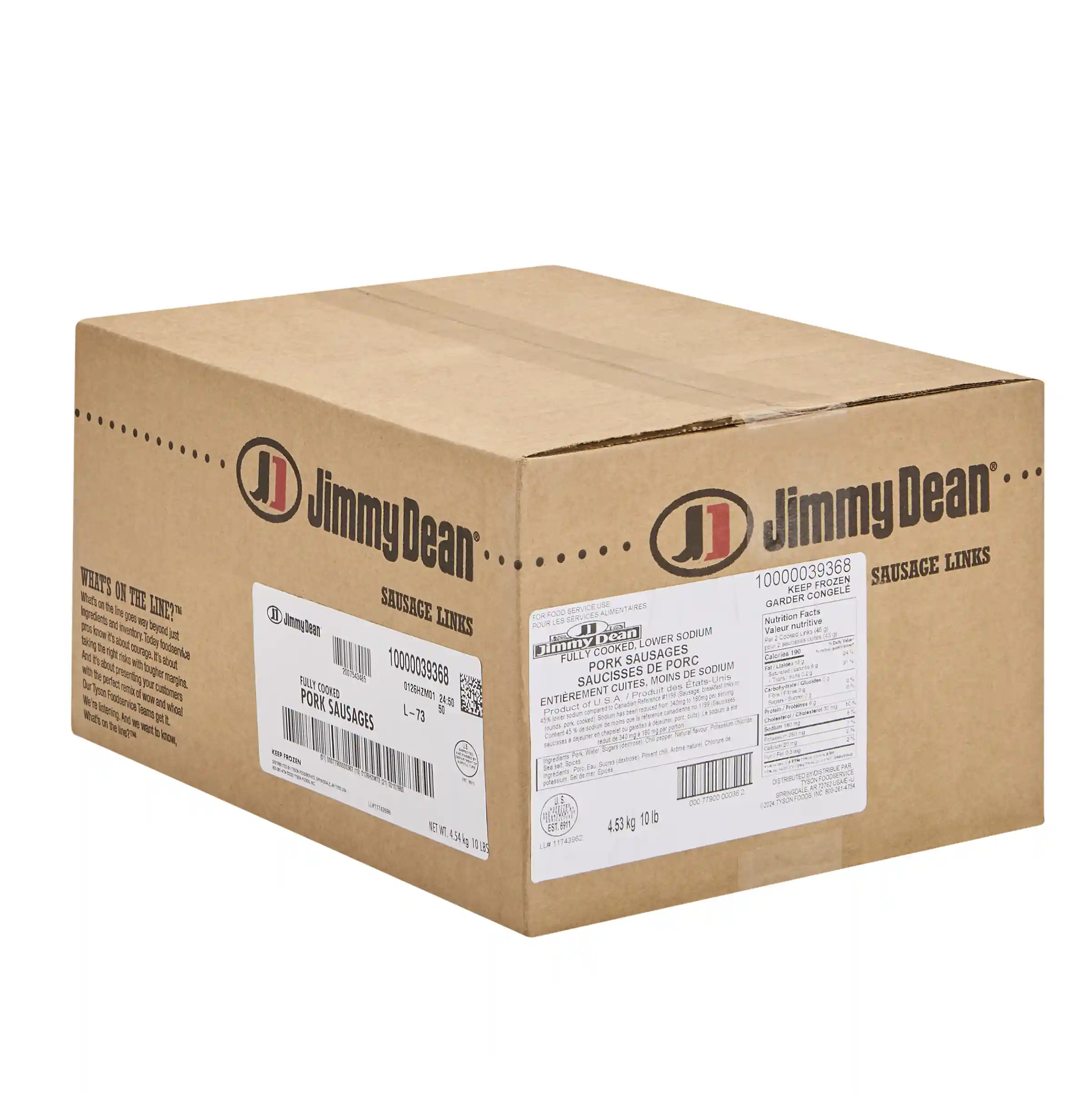 Jimmy Dean® Fully Cooked Pork Sausage Link, Lower Sodium, 10 Lbs._image_5