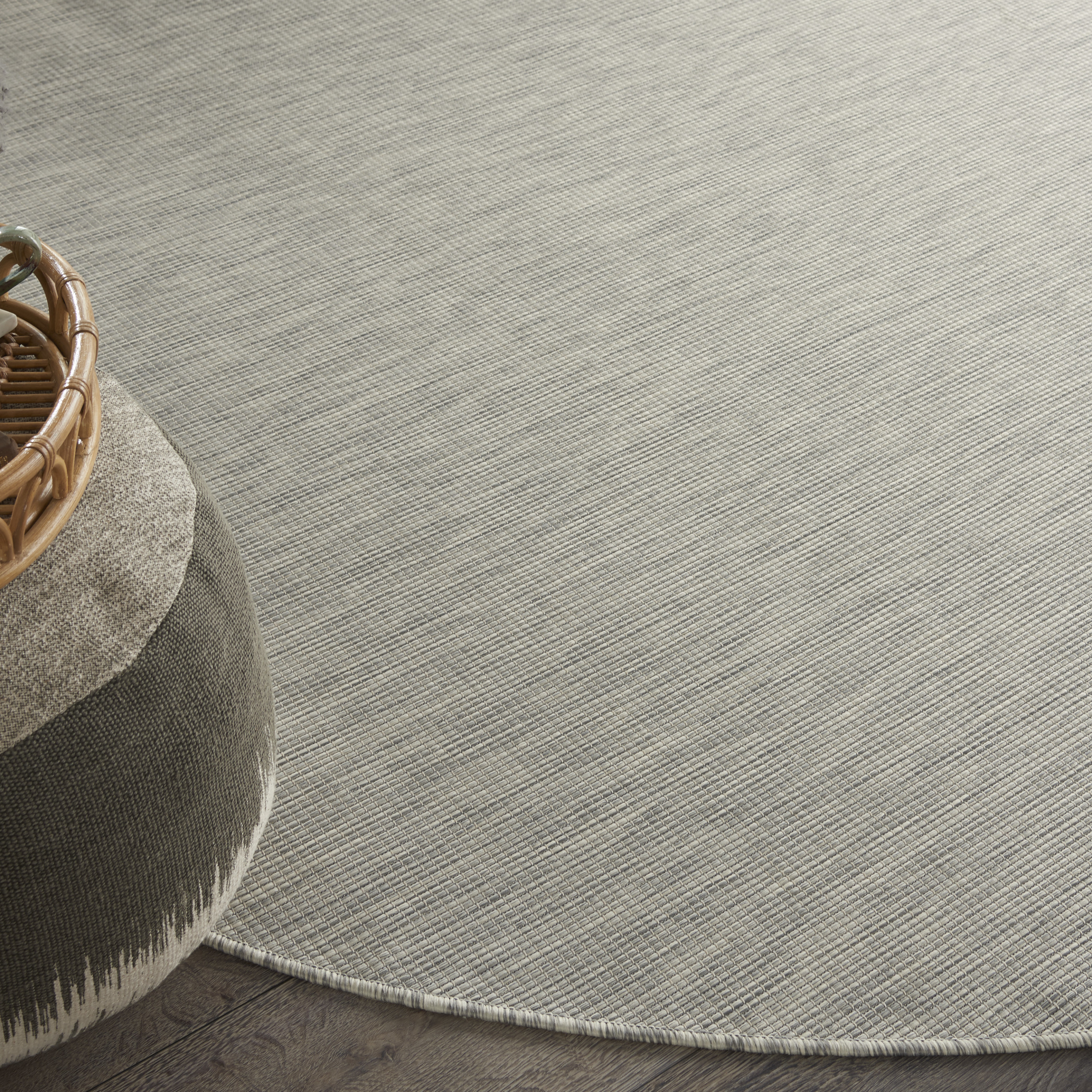 Nourison Positano 8' x Round Light Grey Modern Rug