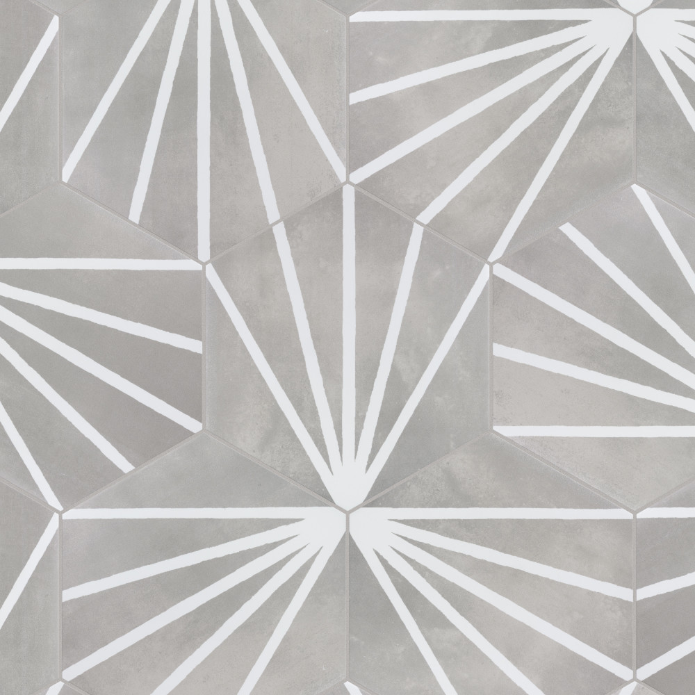 Horizon Dusk Hex Gris 7.75x9 Hexagon Ceramic Floor and Wall Digital Pattern