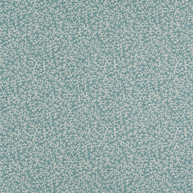 Wallpaper with teal ground and dense white coralâ€‘like motifs (allâ€‘over repeat); it covers the entire frame. Evenly lit flat wall surface, no furniture or windows visible.