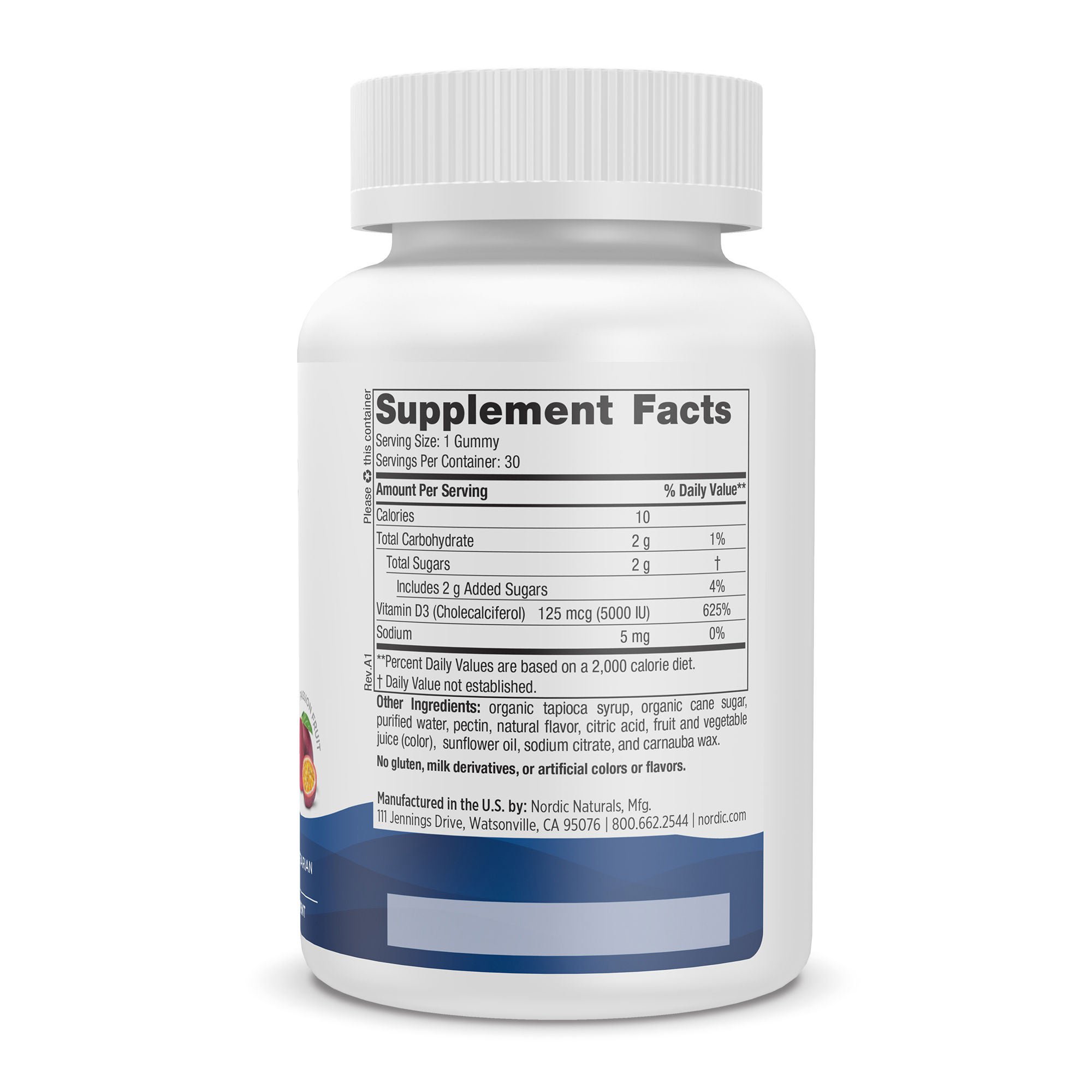 Nordic Naturals® Vitamin D-3 5000 Dietary Supplement, Passion Fruit Flavor