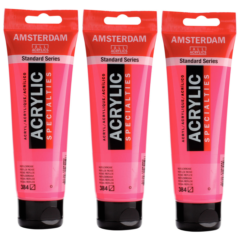 Standard Acrylic Paint, 120ml, Reflex Rose 384, Pack of 3