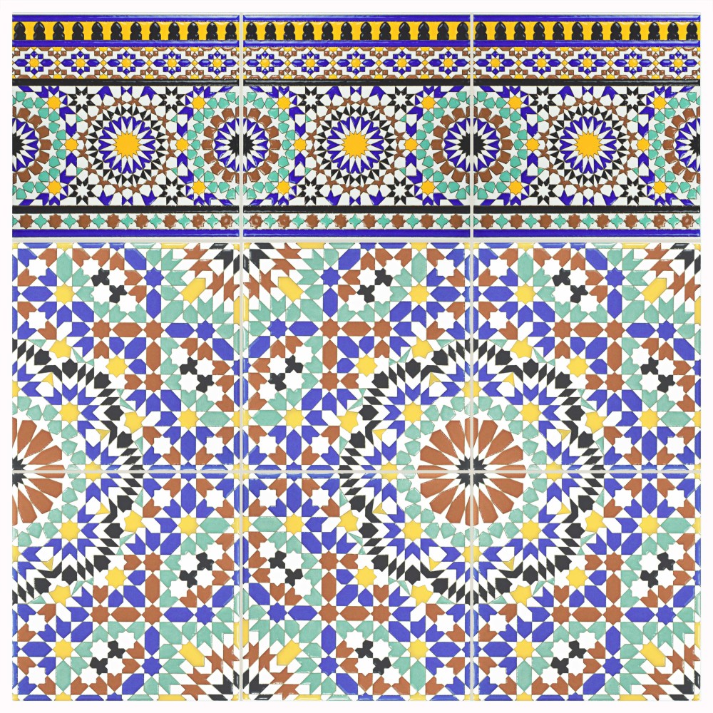 Sevillano Andalusia Cenefa 7.88x7.88 Square Ceramic Wall Only Digital Pattern