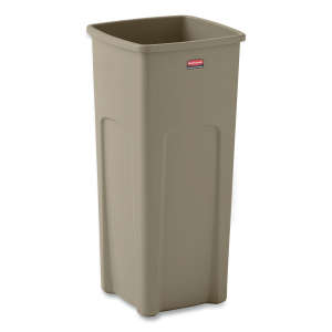 Rubbermaid Commercial, Untouchable, 23 gal, Resin, Beige, Square, Receptacle
