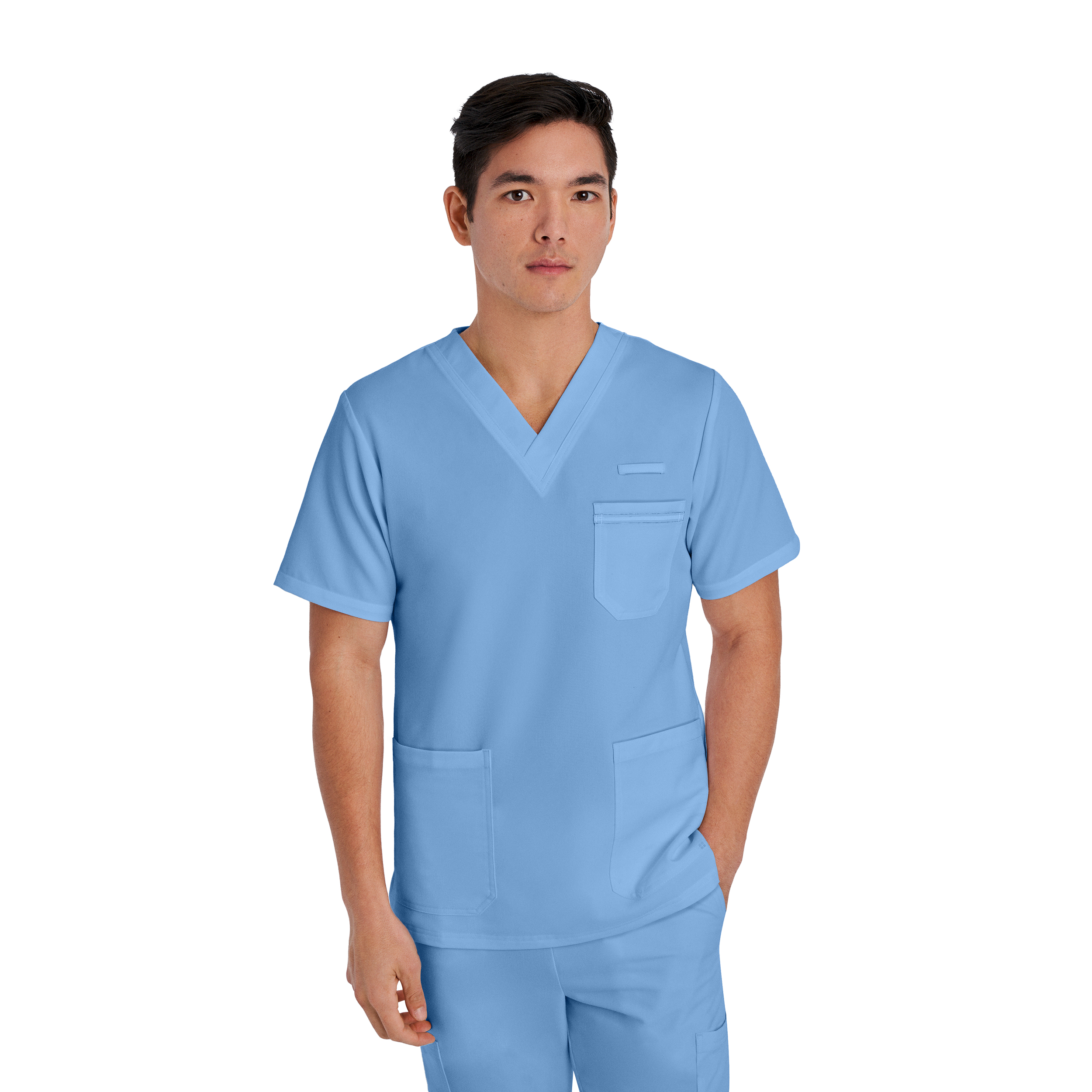 White Cross V-Tess Men‘s 3-Pocket V-Neck Scrub Top-White Cross