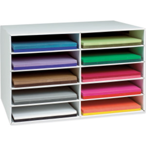 12" x 18" Construction Paper Storage, 10-Slot, White, 17"H x 27"W x 19"D