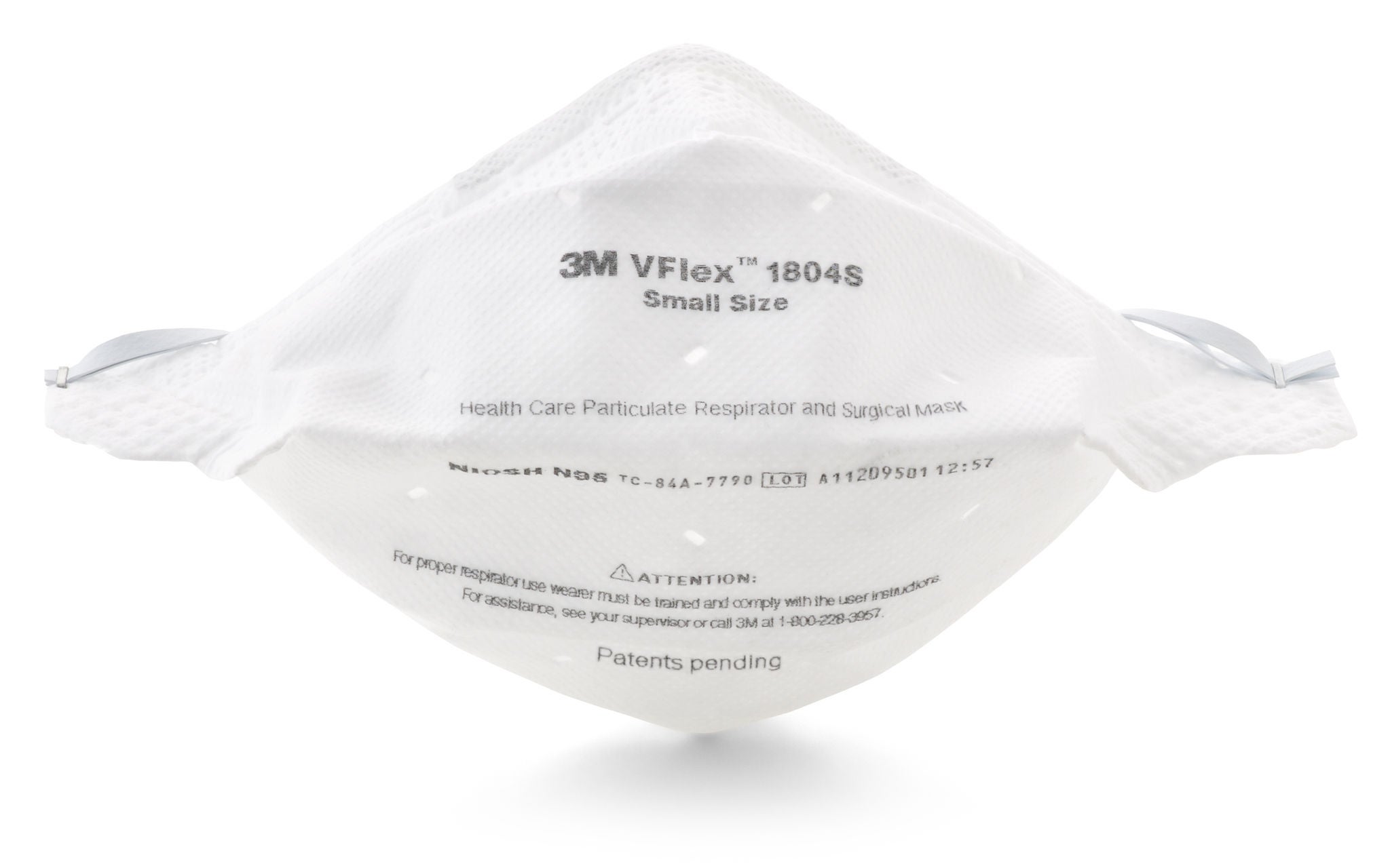 Particulate Respirator / Surgical Mask 3M™ VFlex™ Medical N95 ASTM F1862 Elastic Strap Small