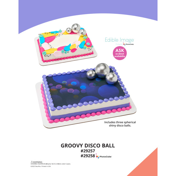 Groovy Disco Ball The Magic of Cakes® PhotoCake® Enhanced Background and Icing Page
